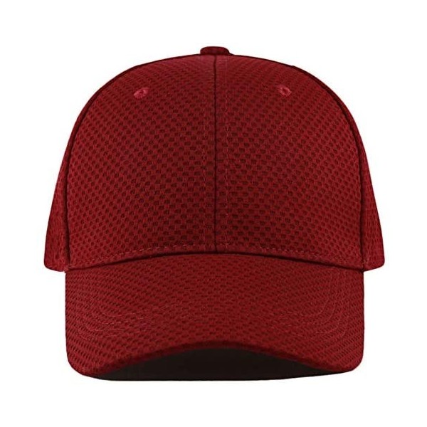 Baseball Caps Men's Curved Brim Stretch Fit Mesh 6 Panel Fitted Baseball Cap - Burgundy - CN18I8TSIKL $11.31