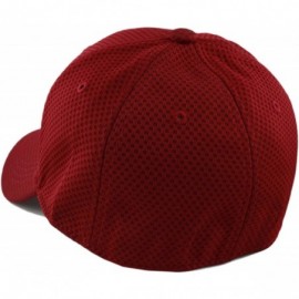 Baseball Caps Men's Curved Brim Stretch Fit Mesh 6 Panel Fitted Baseball Cap - Burgundy - CN18I8TSIKL $11.31