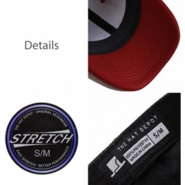 Baseball Caps Men's Curved Brim Stretch Fit Mesh 6 Panel Fitted Baseball Cap - Burgundy - CN18I8TSIKL $11.31