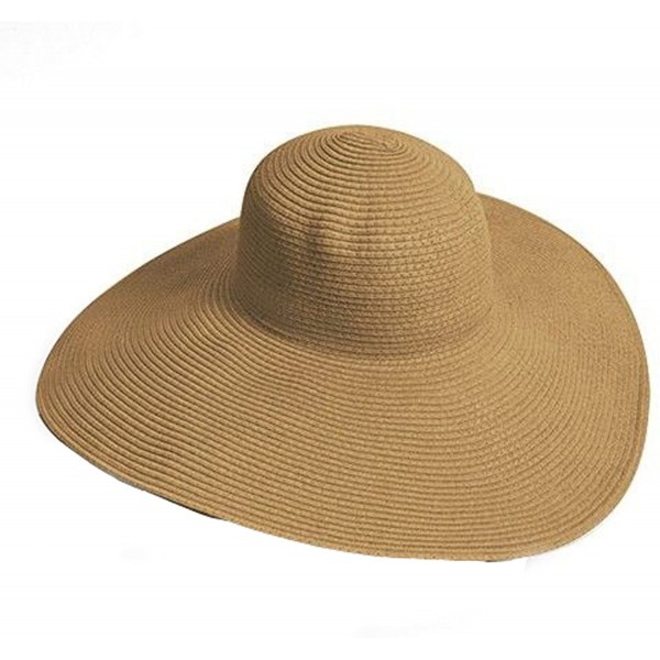 Sun Hats Big Solid Color Floppy Sun Hat - Light Brown - C111LUJ2P4B $12.56