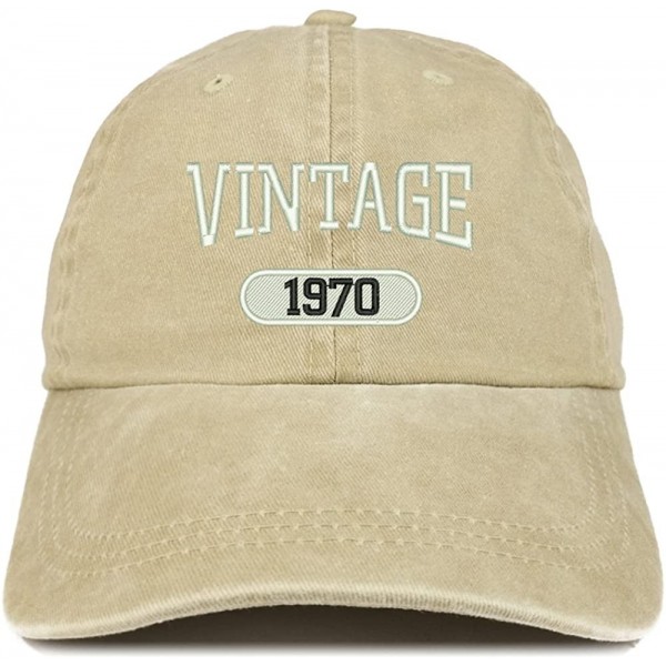 Baseball Caps Vintage 1970 Embroidered 50th Birthday Soft Crown Washed Cotton Cap - Khaki - CH180X3WCCX $17.40