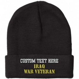 Skullies & Beanies Custom Beanie for Men & Women Iraq War Veteran Embroidery Acrylic Skull Cap Hat - Black - CN18ZWOWZ26 $16.85