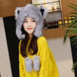 Skullies & Beanies Women Winter Hat Cute Faux Fur Cap Warm Thicken Russian Ushanka Hats - Gray - CA18LHGQ7KA $21.62