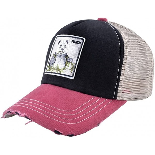 Baseball Caps Unisex Animal Mesh Trucker Hat Snapback Square Patch Baseball Caps - Black Red - C818GLI8UHH $12.92