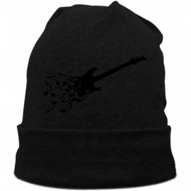 Skullies & Beanies Knitted Caps Square is Rare car Classic Men's Warm Winter Hats Knit Cuff - Black Guitar and Music Notes /B...