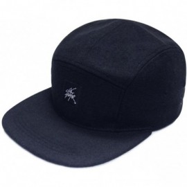 Baseball Caps 5 Panel Plain Wool Biker Hat - Navy - CW11HEN4KT5 $14.55