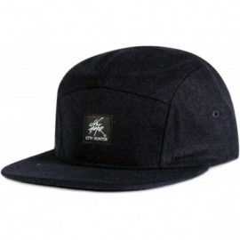 Baseball Caps 5 Panel Plain Wool Biker Hat - Navy - CW11HEN4KT5 $14.55