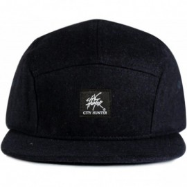 Baseball Caps 5 Panel Plain Wool Biker Hat - Navy - CW11HEN4KT5 $14.55