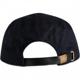 Baseball Caps 5 Panel Plain Wool Biker Hat - Navy - CW11HEN4KT5 $14.55