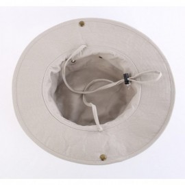 Sun Hats Women Fishing Sun Hat Wide Brim Breathable Cotton Safari Hat with Strap - Khaki - CT18R8Z49QN $13.14