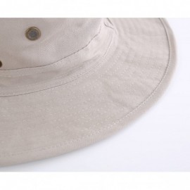 Sun Hats Women Fishing Sun Hat Wide Brim Breathable Cotton Safari Hat with Strap - Khaki - CT18R8Z49QN $13.14