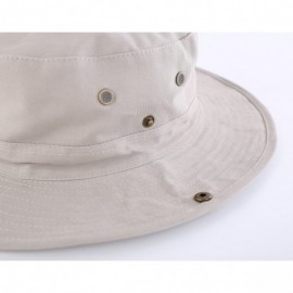 Sun Hats Women Fishing Sun Hat Wide Brim Breathable Cotton Safari Hat with Strap - Khaki - CT18R8Z49QN $13.14