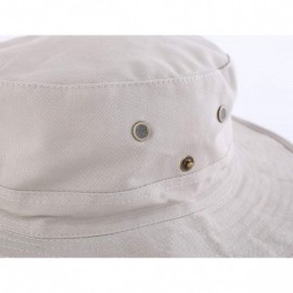 Sun Hats Women Fishing Sun Hat Wide Brim Breathable Cotton Safari Hat with Strap - Khaki - CT18R8Z49QN $13.14