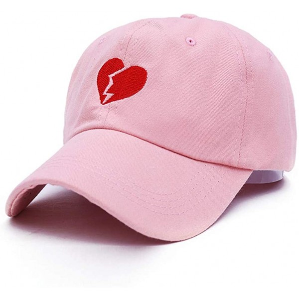 Baseball Caps Broken Heart Dad Hat Embroidered Curved Adjustable Baseball Cap (Pink) - CG18I3DNEG6 $12.58