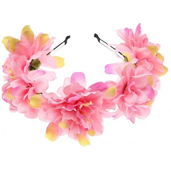 Headbands Women Flower Wreath Crown Floral Wedding Garland Headband Boho Festival Beach Party Hair Band - Red - C918NRT60EU $...