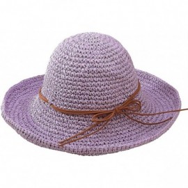 Sun Hats Women's Wide Brim Caps Foldable Fashion Summer Beach Sun Straw Hats - Light Purple - C012IDG2IDL $12.85
