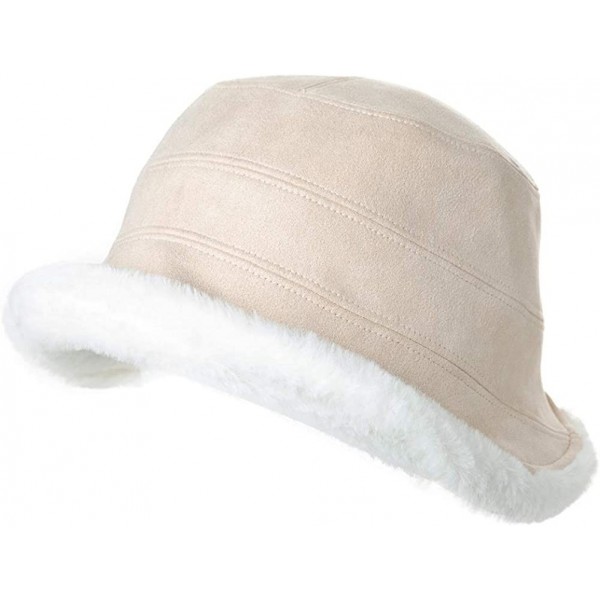 Bucket Hats Ladies Wool Cloche Hats Winter Bucket Hat 1920s Vintage Derby Hat Foldable - 00088_caramel - CG192DWX8M6 $15.32