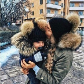 Skullies & Beanies 2PCS Mother&Baby Hat Parent-Child Hat Family Matching Cap Winter Warmer Knit Wool Beanie Ski Cap - 01sapp ...