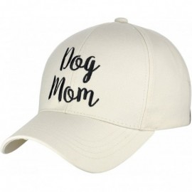 Baseball Caps Women's Embroidered Quote Adjustable Cotton Baseball Cap - Dog Mom- Beige - C0180OQY7EK $13.18