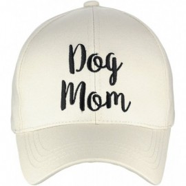 Baseball Caps Women's Embroidered Quote Adjustable Cotton Baseball Cap - Dog Mom- Beige - C0180OQY7EK $13.18