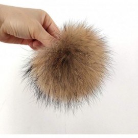 Skullies & Beanies 5" Real Raccoon Fur Pom Pom with Press Snap Button for Knitted Hat Beanie Hats- Detachable (Brown) - Brown...