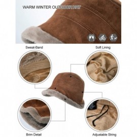 Bucket Hats Ladies Wool Cloche Hats Winter Bucket Hat 1920s Vintage Derby Hat Foldable - 00088_caramel - CG192DWX8M6 $15.32