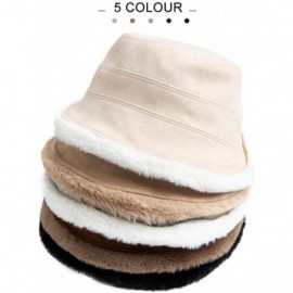 Bucket Hats Ladies Wool Cloche Hats Winter Bucket Hat 1920s Vintage Derby Hat Foldable - 00088_caramel - CG192DWX8M6 $15.32