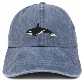 Baseball Caps Orca Killer Whale Embroidered Pigment Dyed 100% Cotton Cap - Navy - CU12FS8JYAL $15.29