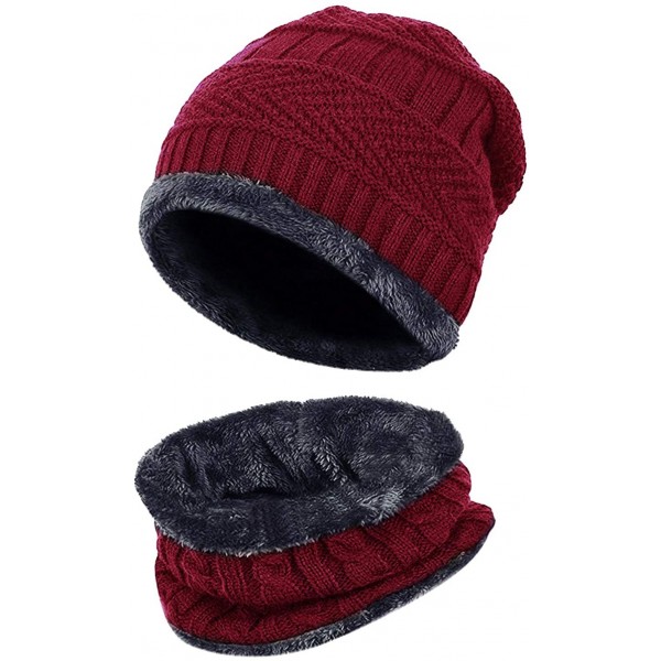 Skullies & Beanies 2-Pieces Winter Hat Scarf Set Warm Knit Thick Beanie Hat Scarves Set Gifts for Men Women - CO184X8Y56O $11.08