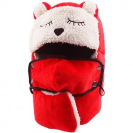 Bomber Hats Winter Warm Trapper Hat with Windproof Mask Winter Ear Flap Hat for Men Women - Z-women(red) - CD1936L9YOR $17.08