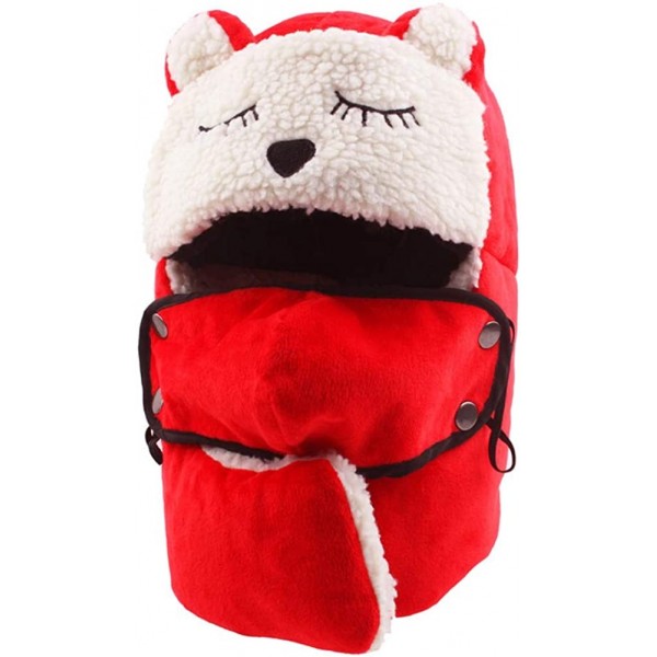 Bomber Hats Winter Warm Trapper Hat with Windproof Mask Winter Ear Flap Hat for Men Women - Z-women(red) - CD1936L9YOR $17.08