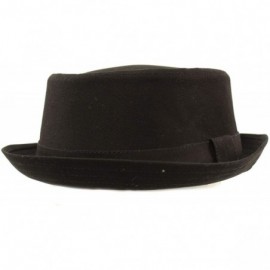Fedoras Men's Everyday Cotton All Season Porkpie Boater Derby Fedora Sun Hat - Black - C017YTGAKW8 $38.39