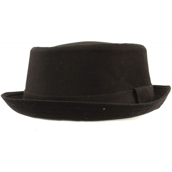 Fedoras Men's Everyday Cotton All Season Porkpie Boater Derby Fedora Sun Hat - Black - C017YTGAKW8 $17.64