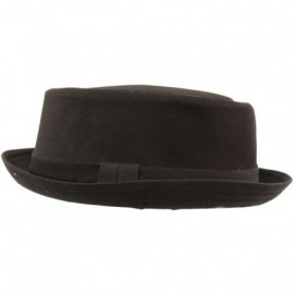 Fedoras Men's Everyday Cotton All Season Porkpie Boater Derby Fedora Sun Hat - Black - C017YTGAKW8 $17.64