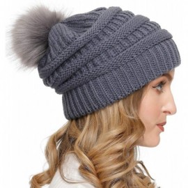 Skullies & Beanies Women Knit Slouchy Beanie Pom Hat - CF18ADO6HG6 $7.55