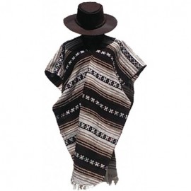 Cowboy Hats Clint Eastwood Western Black Cowboy Hat & Brown Poncho Set - Medium Brown Hat & Brown Poncho - CP12O7JCMVT $35.74