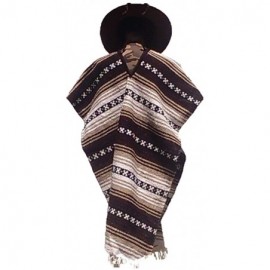 Cowboy Hats Clint Eastwood Western Black Cowboy Hat & Brown Poncho Set - Medium Brown Hat & Brown Poncho - CP12O7JCMVT $35.74