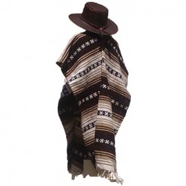 Cowboy Hats Clint Eastwood Western Black Cowboy Hat & Brown Poncho Set - Medium Brown Hat & Brown Poncho - CP12O7JCMVT $78.63