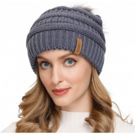 Skullies & Beanies Women Knit Slouchy Beanie Pom Hat - CF18ADO6HG6 $7.55