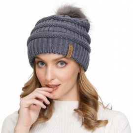 Skullies & Beanies Women Knit Slouchy Beanie Pom Hat - CF18ADO6HG6 $7.55