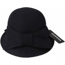 Bucket Hats Womens Wool Felt Bucket Hats with Belt - Black - CP12KLNSNAZ $20.43