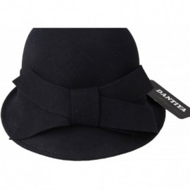 Bucket Hats Womens Wool Felt Bucket Hats with Belt - Black - CP12KLNSNAZ $20.43