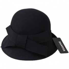 Bucket Hats Womens Wool Felt Bucket Hats with Belt - Black - CP12KLNSNAZ $20.43