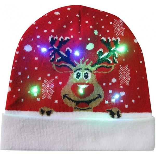 Baseball Caps FarJing Ugly LED Christmas Hat-Unisex Novelty Colorful Light-up Stylish Knitted Sweater Xmas Party Beanie Cap -...