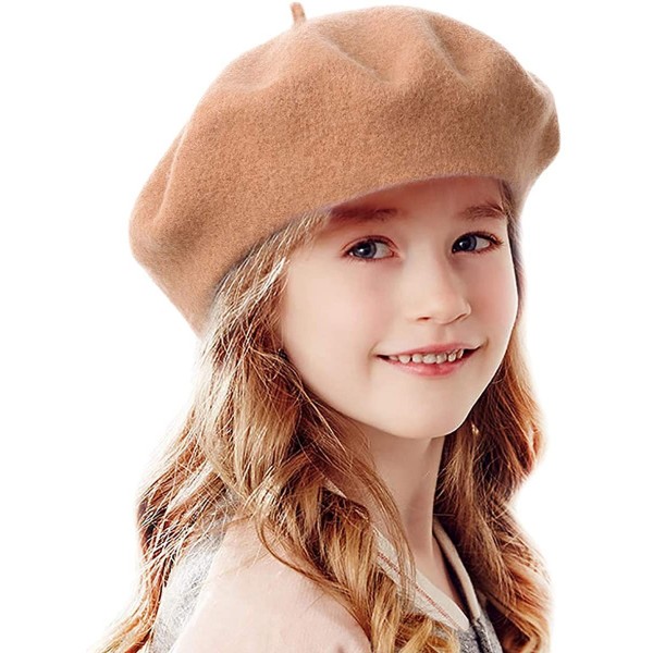 Berets French Wool Berets Hat Classic Fashion Warm Beanie Cap for Girls - Skin - CM12N74RD3S $10.18