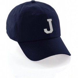Baseball Caps Customized Letter Intial Baseball Hat A to Z Team Colors- Navy Cap Black White - Letter J - CH18ESZYEOG $10.10