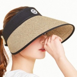 Sun Hats Women's Summer Foldable Straw Sun Visor w/Cute Bowtie UPF 50+ Packable Wide Brim Roll-Up Visor Beach Hat - CI19687HI...