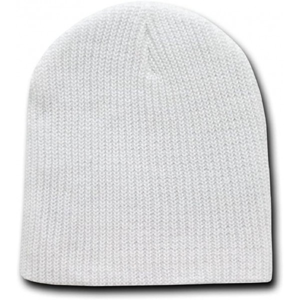 Skullies & Beanies 8 Inch Short Knit Watch Cap Beanie - White - C7110DKZA71 $12.95