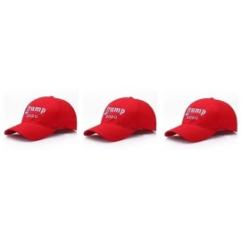 Baseball Caps Make America Great Again Hat [3 Pack]- Donald Trump USA MAGA Cap Adjustable Baseball Hat - 2020 Red - C818RIG5Q...