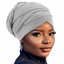 Headbands African Head Wraps Turban For Women Women' Soft Stretch Headband Long Head Wrap Scarf (1Grey) - 1Grey - C4197HGAE3M...